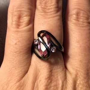Sterling Silver with Simulated Pink Topaz Ring